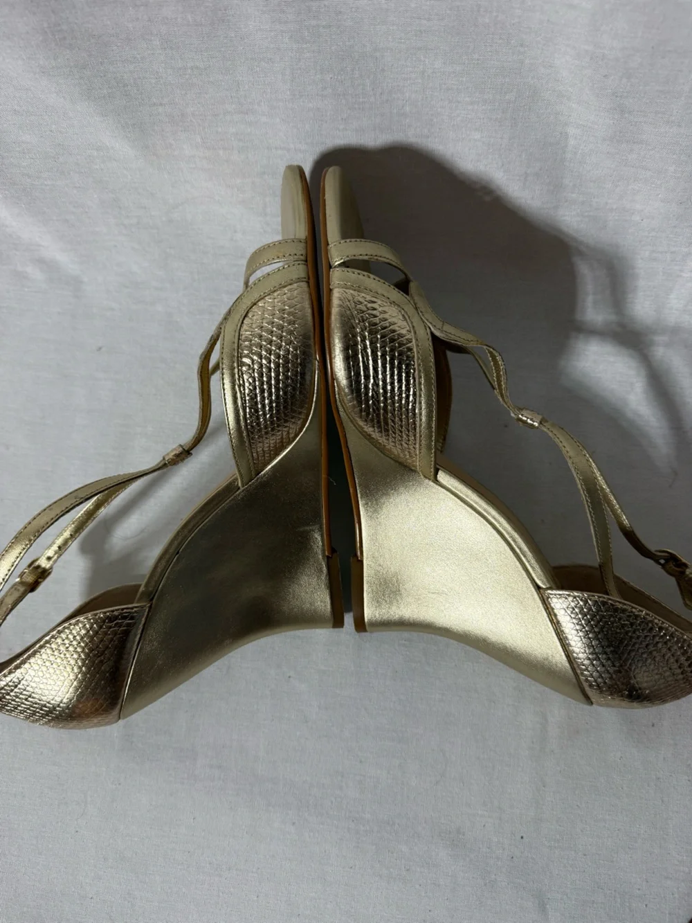 Lilly Pulitzer Metallic Gold Strappy Wedge Sandals